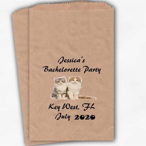 

gift wrap custom single cat party bag - pet kraft paper bag, brown and black