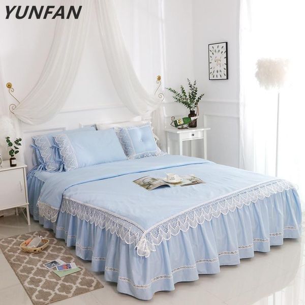 

bedding sets blue lace princess wedding luxury set king  size pure cotton bed skirt duvet cover bedspread pillowcase bedclothes