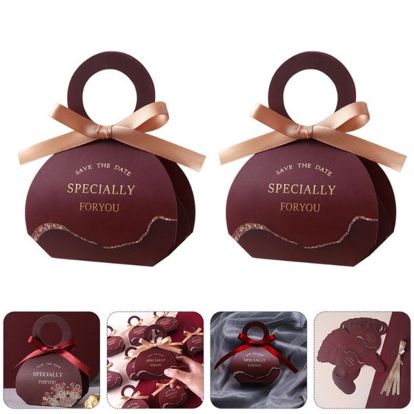 

gift wrap 20 pcs exquisite packing box claret candy case portable folding paper bag