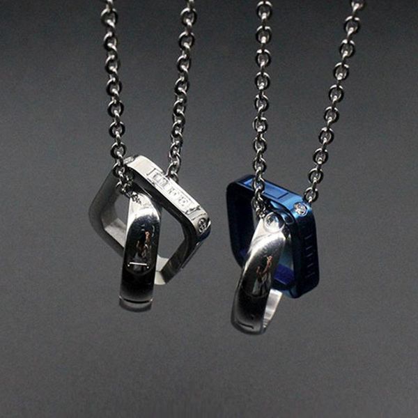 

pendant necklaces chains pendants circle love mens stainless steel couples men fashion jewelry on the neck wholesale, Silver