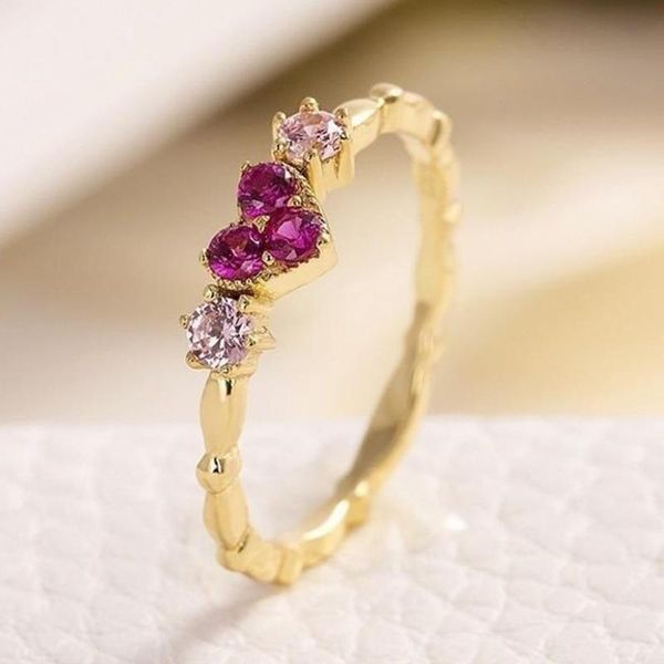

wedding rings uilz trendy simple gold color heart shaped timeless statement for women fashion pinky jewelry accessories crl1866, Slivery;golden