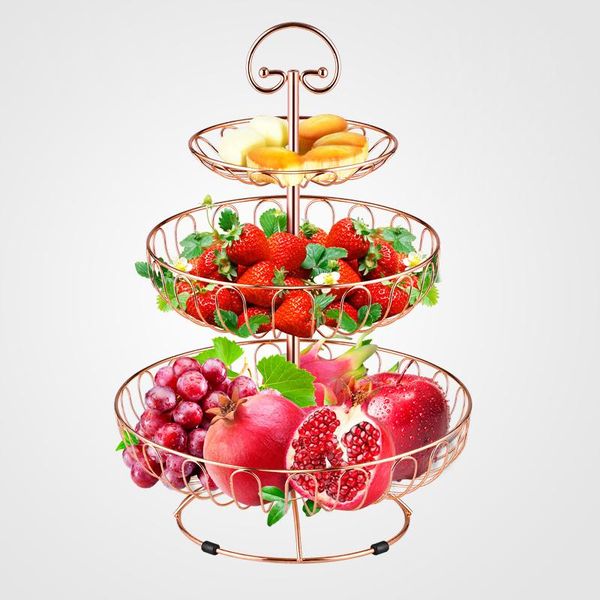

3-tier decorative metal round wire display fruit basket counterstand storage baskets