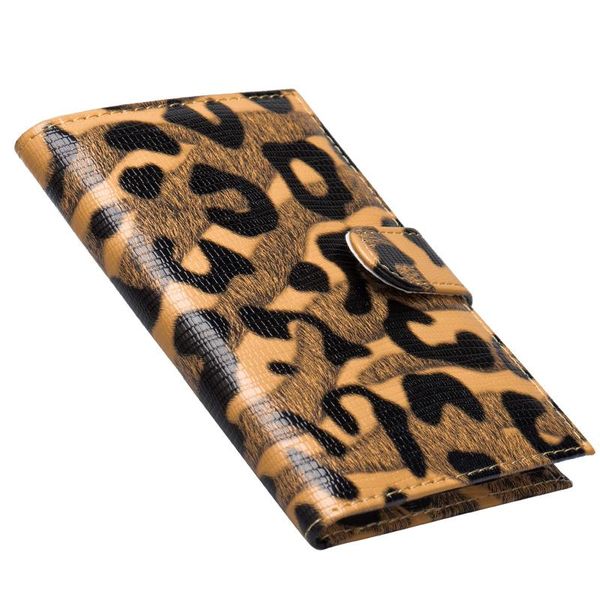 

card holders yellow leopard pattern buckled standard size passport cover waterproof solid pu leather holder with traveling, Brown;gray