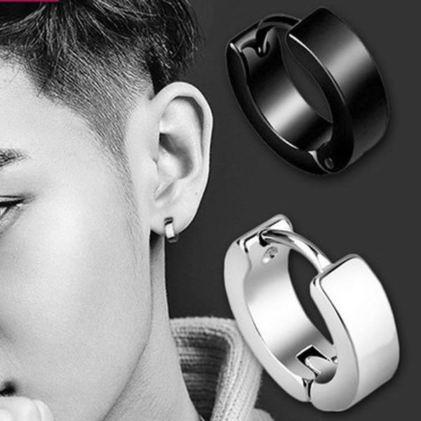 

hoop & huggie punk men black stainless steel piercing round earings neutral earrings for women fashion party jewelry brincos unisex, Golden;silver