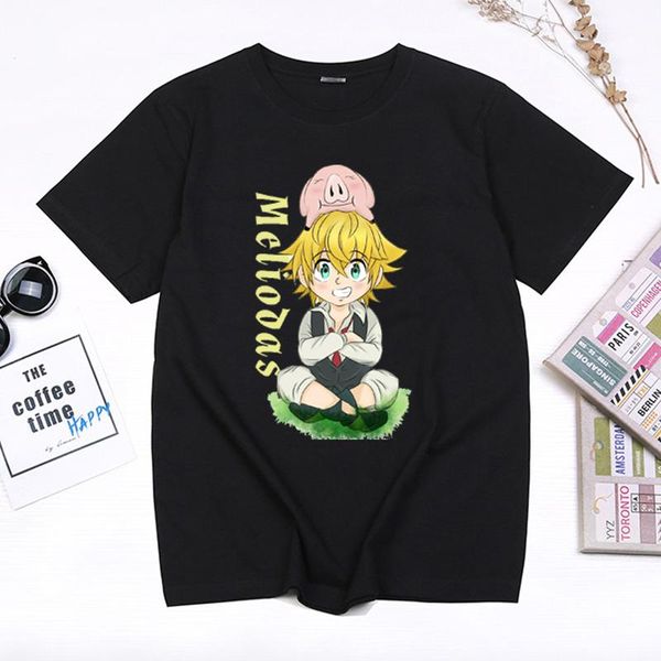 

women's t-shirt manga seven deadly sins female t shirt kawaii meliodas anime clothes nanatsu no taizai ummer for women, White