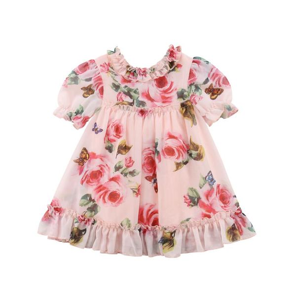 

girl's dresses baby clothes girl dress princess flower tulle kids puff sleeve chidlren wedding party pageant sundress, Red;yellow
