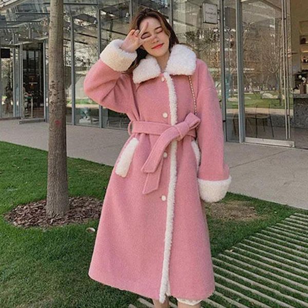 

women's wool & blends medium and long woolen coat autumn winter clothes 2021 small temperament goddess fan thickened, Black