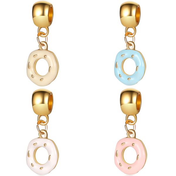 

1pcs cute donuts pendant diy beads adapting to original pandora charm bracelet ladies jewelry making gifts, Silver