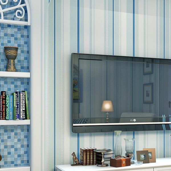 

wallpapers blue vertical stripes wallpaper 3d kids rooms decals boys bedroom living room tv background striped wall paper qz176