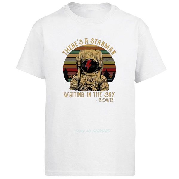 

men's t-shirts there's a starman waiting in the sky vintage t shirt summer style fashion print shirts men clothing, White;black