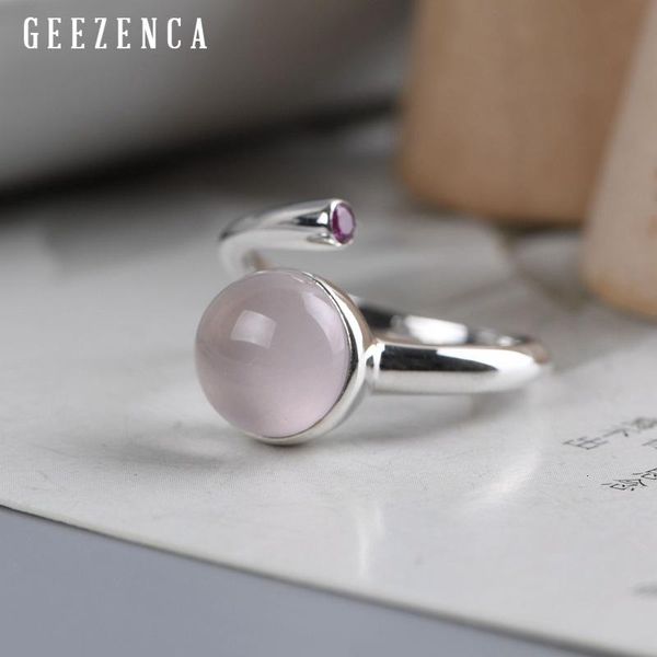 

cluster rings 925 sterling silver pink crystal ring trendy vintage gemstone fine jewelry for women party gift woman, Golden;silver