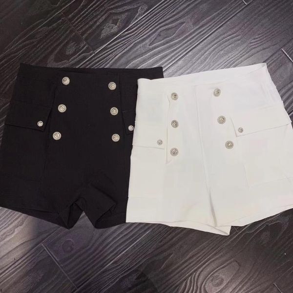 

women autumn 2021 spring elegant high waist short pants ladies office work double-breasted boots shorts femme women's, White;black