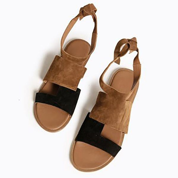 

women flat hollow colorblock sandals summer open toe roman beach shoes gladiator casual ladies large size sandalias, Black