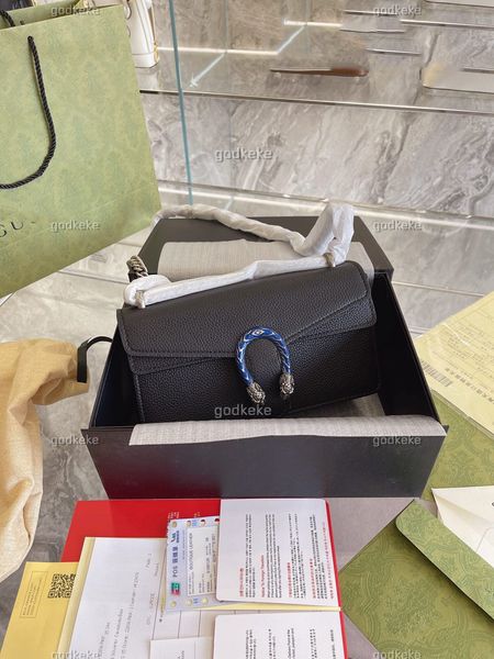 

handbag snake vintage brown leather crossbody bags 2021 fashion designer chain shoulder bag women, Black