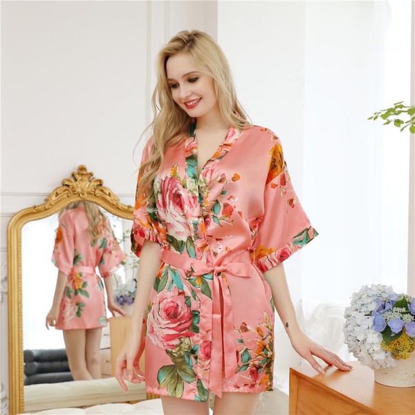 

women's sleepwear roupao de banho sweet printed pajamas set women thin long sleeve robe harajuku bride pajama see through roomwear, Black;red