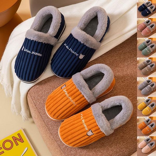 

slippers women winter home cartoon cat shoes non-slip soft warm house men indoor bedroom lovers couples footwear, Black