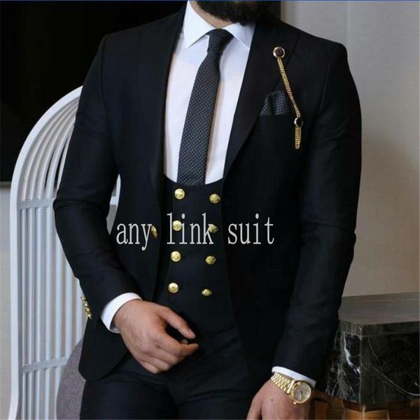 

wedding tuxedos one button black/wine/blue/green groom peak lapel men suits three pieces business (jacket+pants+vest+tie) w1317 gu21, Black;gray