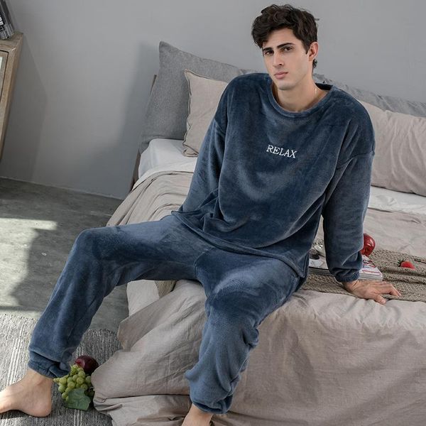 

men's sleepwear 100% flannel atoff home soft vlevet satin male nightwear winter warm pure blue plush pajama sets for man vrej, Black;brown