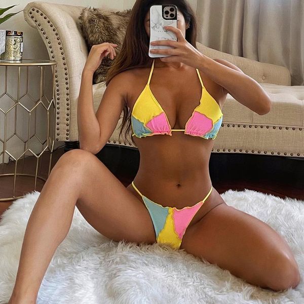 

women's swimwear bikini low waist stitching split swimsuit european american fashion summer beach surfing sport 2021, White;black