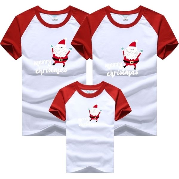 Weihnachten Familie Passende Kleidung Jahr Cartoon Print T-shirt Mama und Tochter Vater Sohn Look Outfits 210521