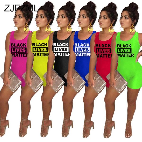 

fashion high waist backless tank playsuits o neck sleeveless letter women suits summer fitness neon green short rompers women's jumpsui, Black;white