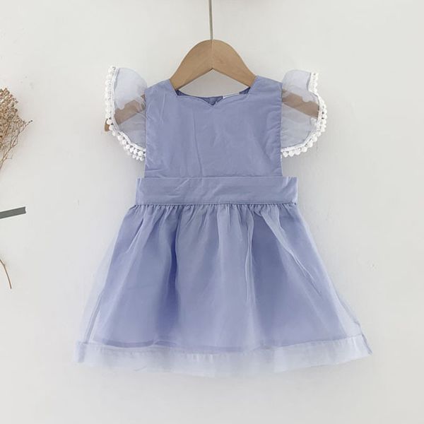 

baby girls sleeveless pure color dresses children summer kids girl princess clothing 210429, Blue