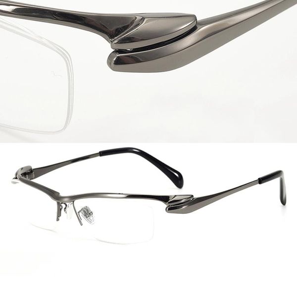 

fashion sunglasses frames classic pure titanium semi rimless eyeglasses men ultralight square half frame glasses male optical prescription e, Black