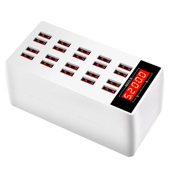 Multi portátil portátil portátil de 100w 20 portas USB da estação de carregamento do telefone com a exposição digital do diodo emissor de luz para o tablet