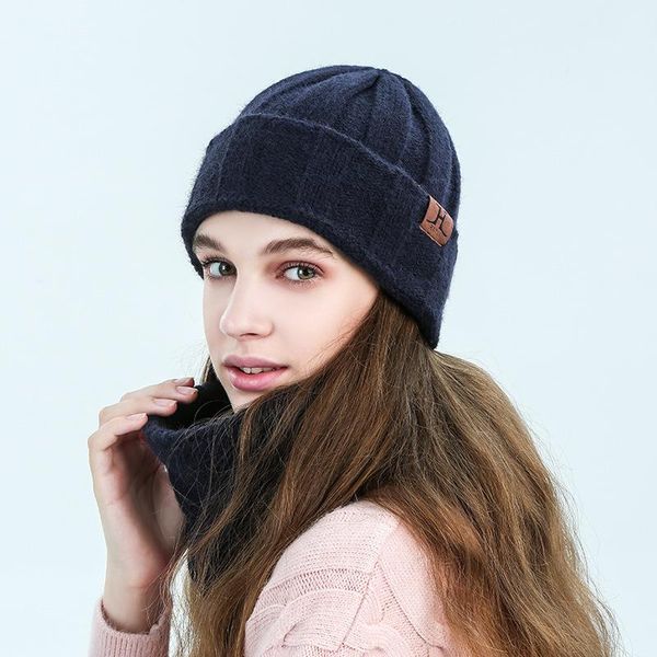 

hats, scarves & gloves sets fashion thick winter hat scarf set women men warm thickening caps girls men's, Blue;gray