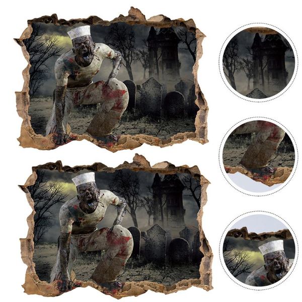 

wall stickers 2 pieces sticker breaking zombie pattern 3d decal