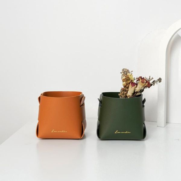 

storage baskets multifunction deskorganizer pen holder creative box pencil school simple leather