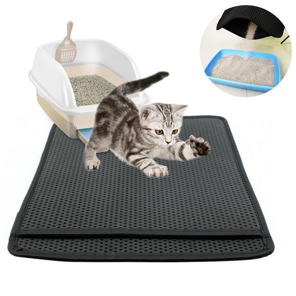 

cat beds & furniture owdbob waterproof pet litter mat pad foldable eva double layer trapper non-slip sifting mats