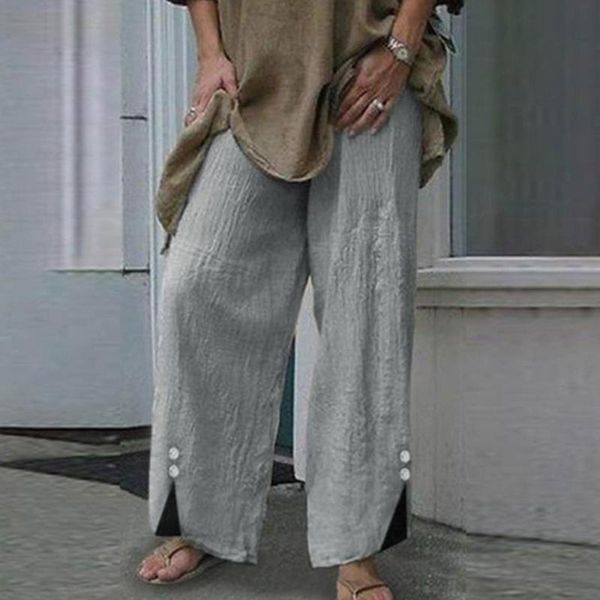 

women's pants & capris 2021 women casual harem summer pleated straight tube cotton and linen multicolor fashion solid color wide leg, Black;white