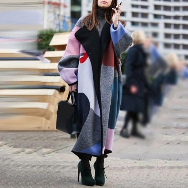 

women's trench coats casual loose long for women turn-down sleeve cardigan printed windproof clothings casacos, Tan;black