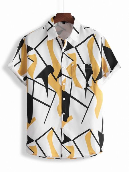 

men geo & graphic print shirt c9sk#, White;black