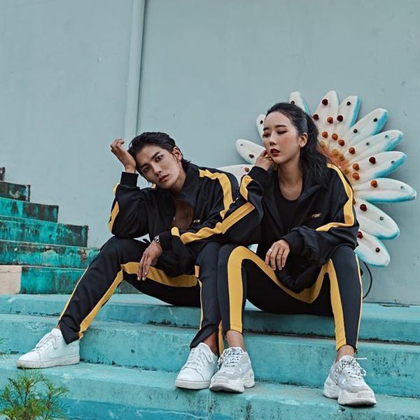 

men's tracksuits 2021 spring sports fitness couple suit running leisure loose zipper shirt, Gray