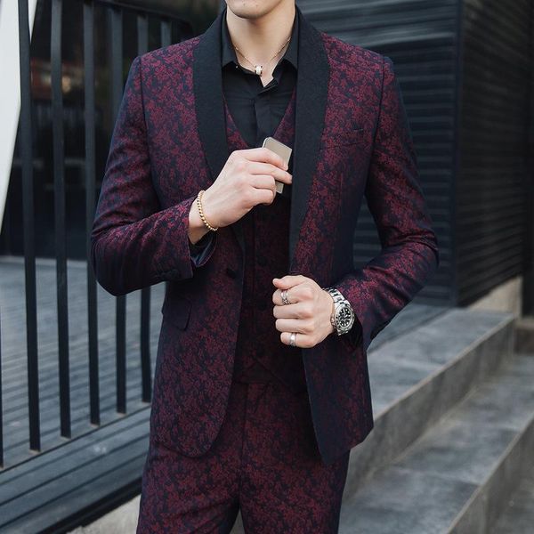 

suit men's three piece oversize professional slim groom wedding dress suits & blazers, White;black