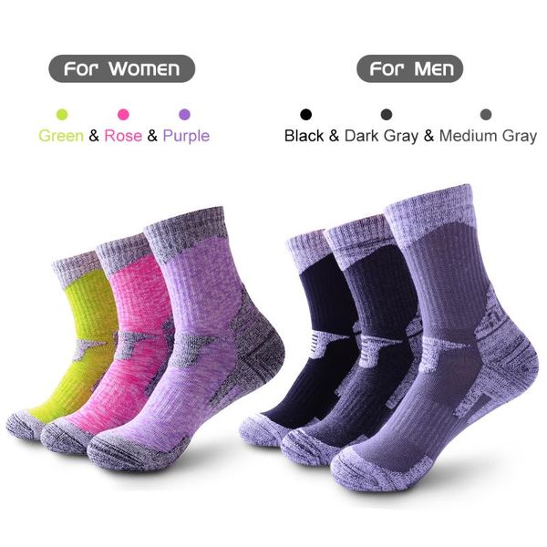 

sports socks 2/3 pairs winter men women moisture-wicking perspiring thick thermal running for outdoor activities skiing, Black