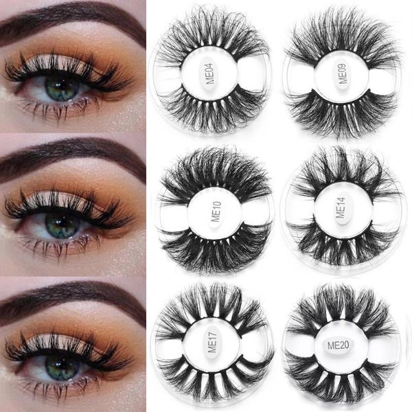 

pair 25mm faux mink false eyelashes soft thick long dramatic fluffy wispies handmade fake lashes extension makeup tools1