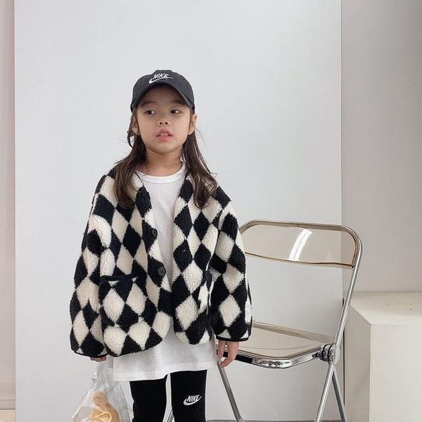 

jackets 2021 autumn winter arrival girls fashion plaid coat kids, Blue;gray