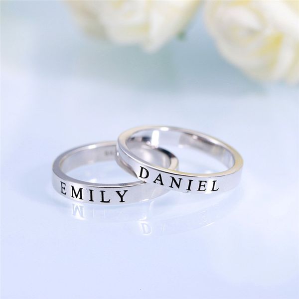 

fashion s925 name diy lette lovers ring mother's day gift, Black
