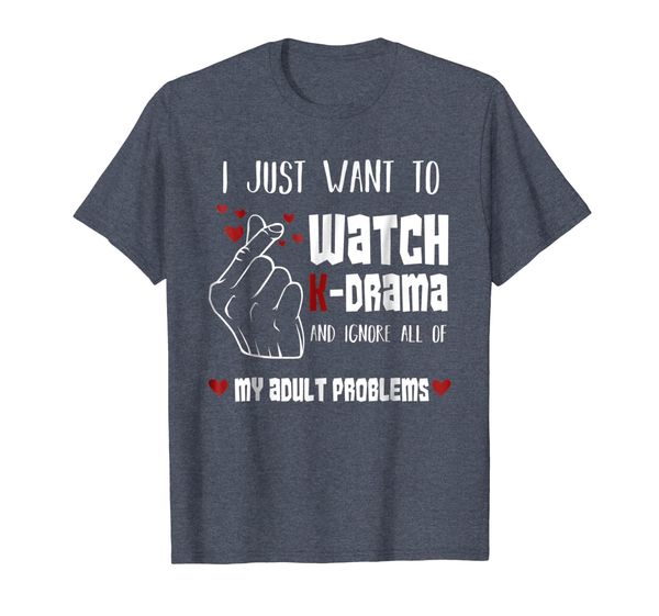 

i just want to watch k-drama funny korea lover t-shirt, White;black