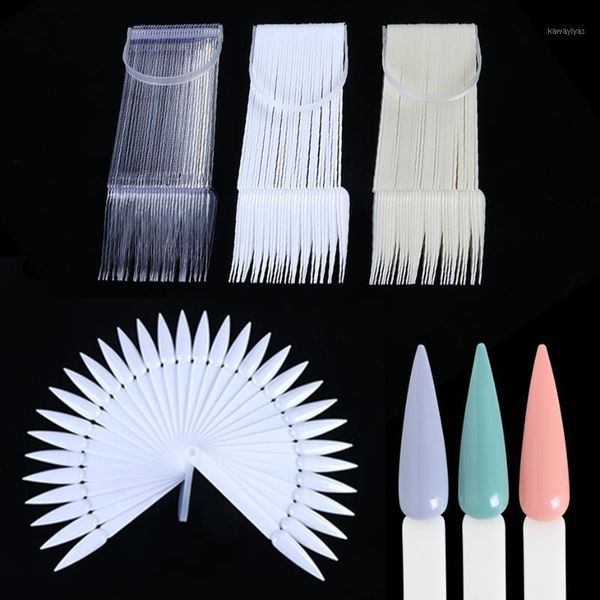 

32pc false nail tips polish gel color display art fan card clear natural palette for nails practice tools la1503-21, Red;gold