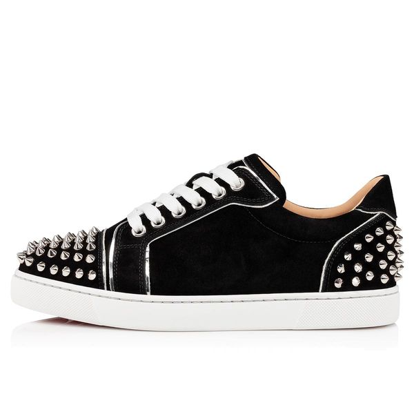 

fashion shoes men women sneaker casual dress shoess studded spikes flats with genuine leather red soles sneakers withs box dust bag, Black