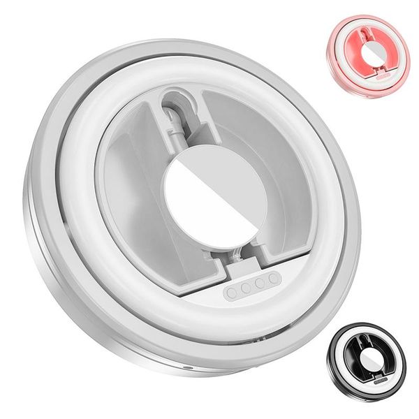 

flash heads rotatable led ring light with mirror phone clip, used for selfie makeup