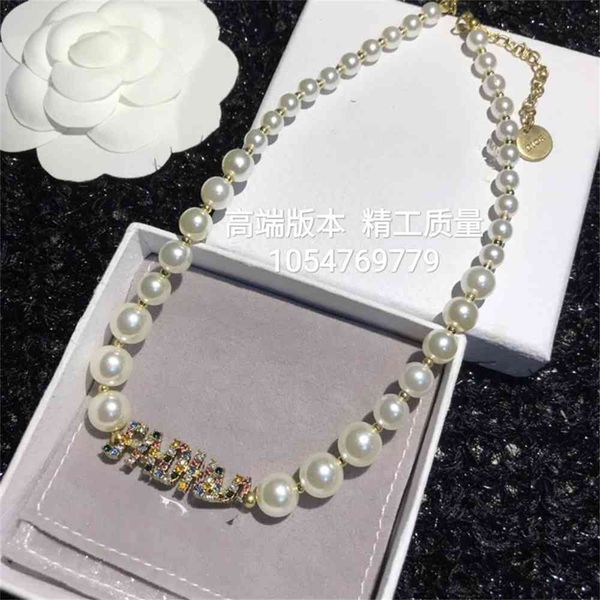

2021 luxury designer jewelry 2021 new style pearl necklace female letter temperament simple personality star, Silver