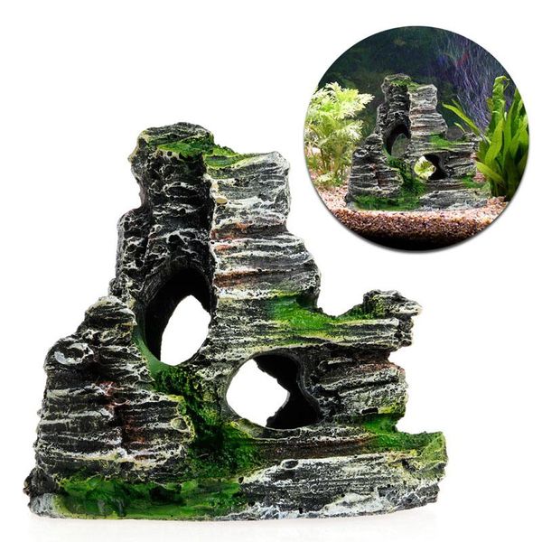 

decorations 1pc mountain view aquarium rockery hiding cave tree fish tank ornament landscaping decoration