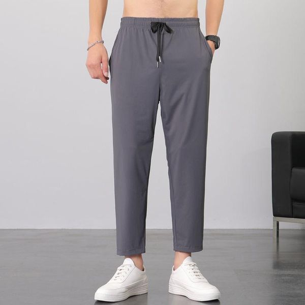 

men's pants 2021 summer thin ice silk casual black korean loose large street style fashion brand sports trousers