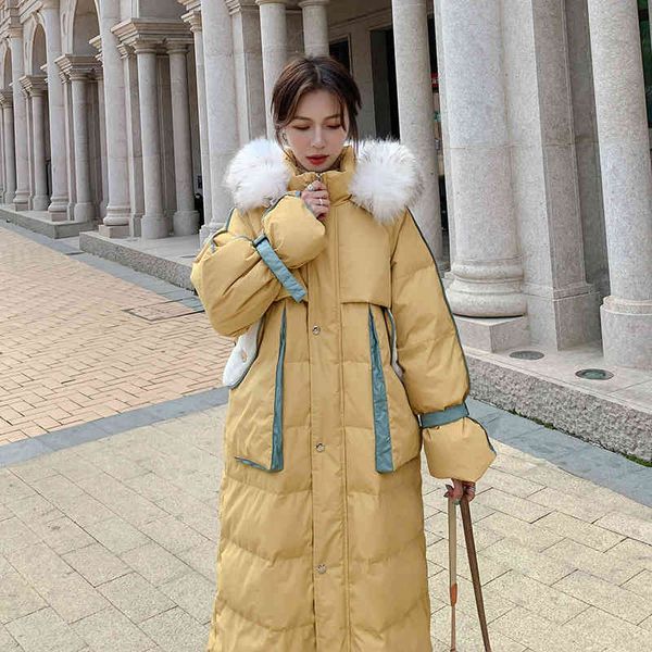 

women's down & parkas winter new beige mid-length down padded jacket loose and thick over-the-knee sc8x, Black