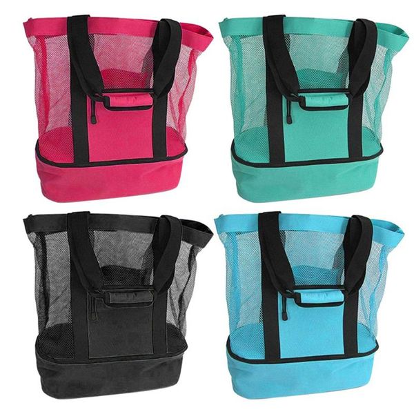 

storage bags practical picnic bag mesh outdoor durable double compartment oversized zipper closure beach tote high quality